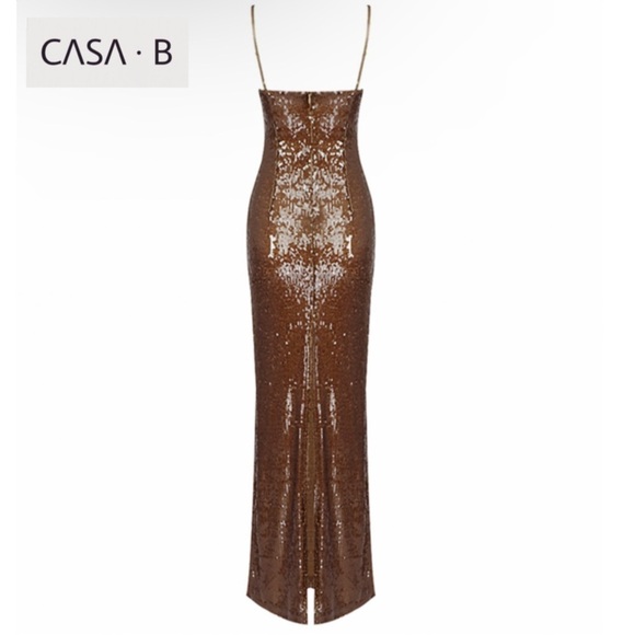 NEW to CASA B💫| Flower Bustier Sequin Gown in Chocolate Brown - Picture 5 of 10